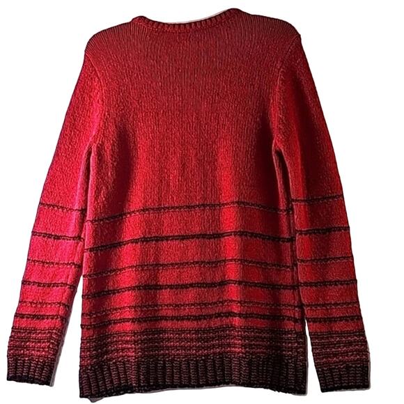J. Jill Women Sz S Red and Black Wool Blend Crew Neck Grunge Sweater Resort Wear - Picture 3 of 11